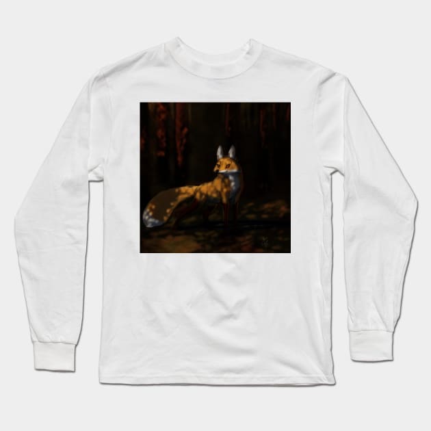 Fox in shadows Long Sleeve T-Shirt by GhoneamArt